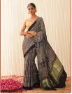 Indigo Blue Modal Printed Ajrakh Saree
